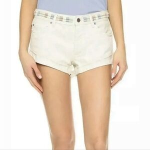 Free People Distressed Thread Trim Midrise Short Shorts Cream Natural- sz 24